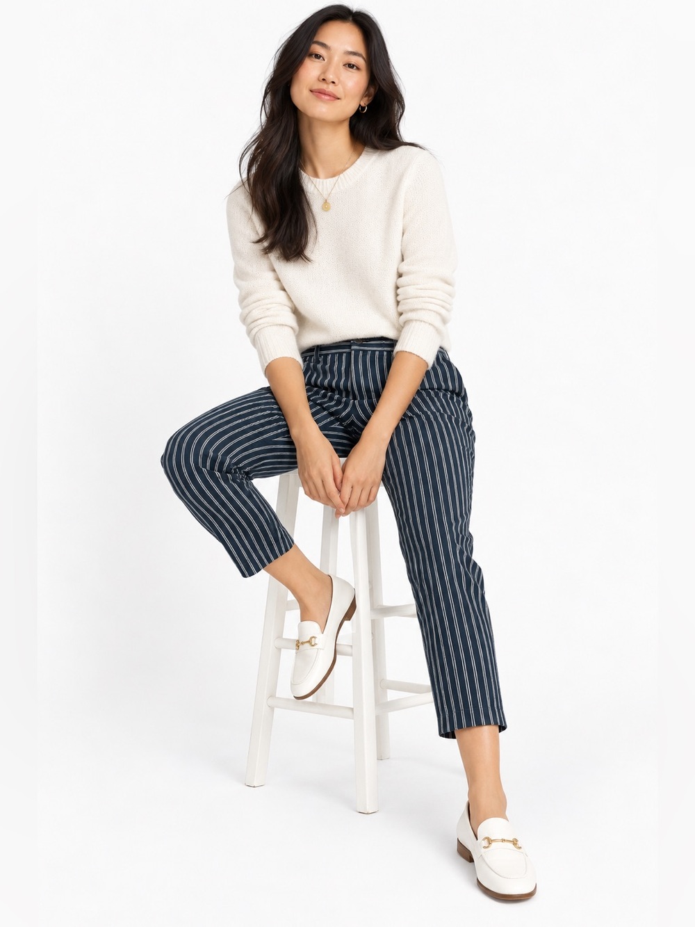 Banana Republic Sloan Crop Navy Pinstripe cropped Dress trousers Pants size 8